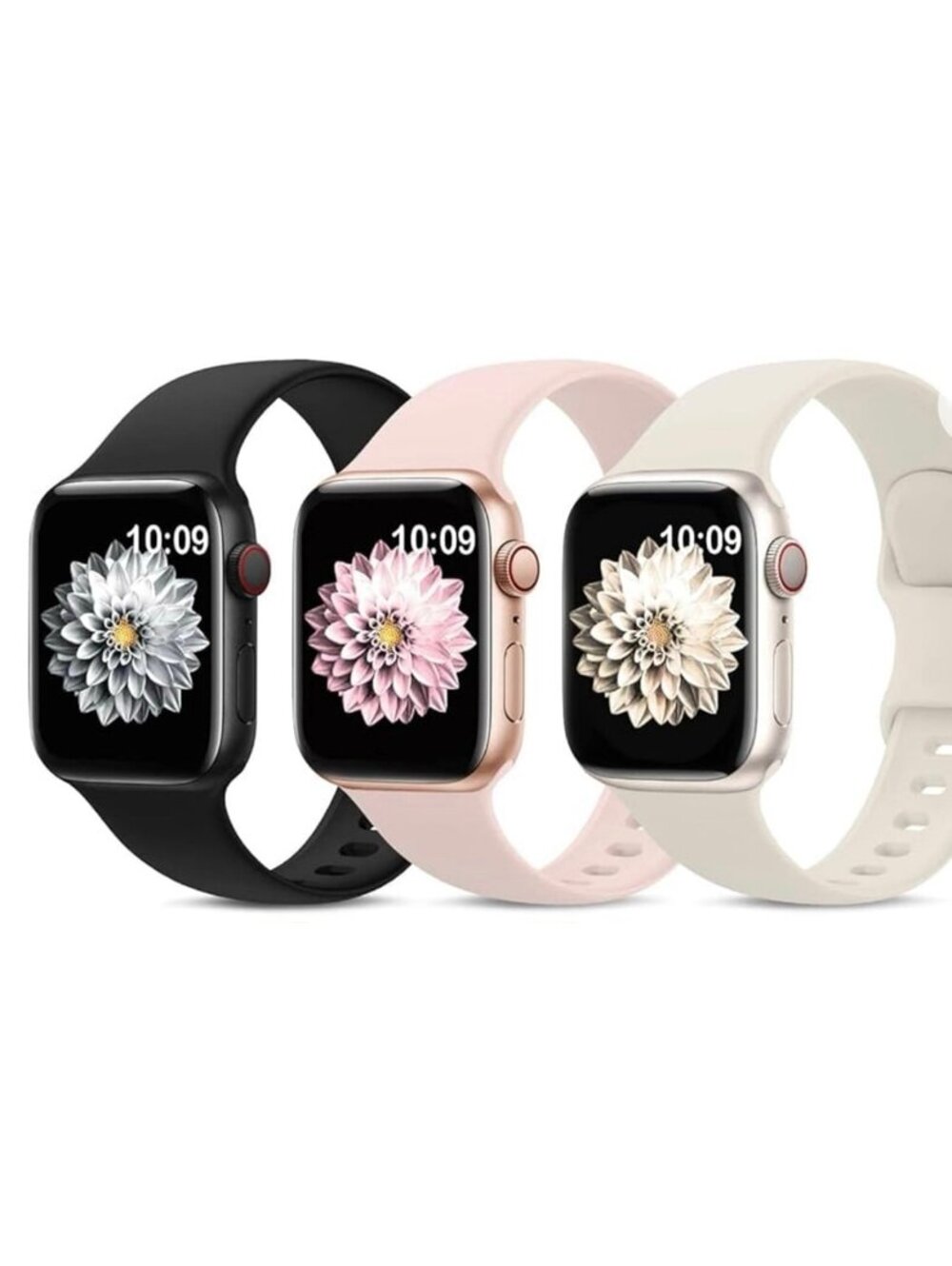 New - 3 Pack Sport Bands Compatible with Apple Watch Band - Black/Pink Sand/Gray
